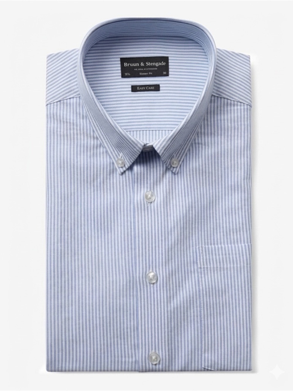 Bruun & Stengade Striped Dress Shirt Size 38 Neck 15 Blue White